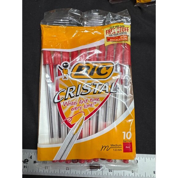 Lot of 7 90's BIC Cristal Red Ballpoint Pens Medium Point 1.0mm 10-Pack Total 70 - Picture 2 of 4